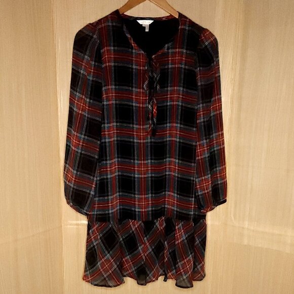 Draper James Red Green Holiday Midi Dress Large - Picture 1 of 9